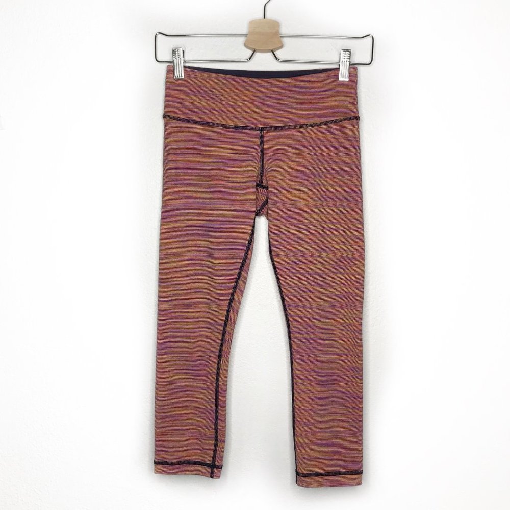 Lululemon Wunder Under Crop Leggings 4 Wee Are From Space Stripe High Rise